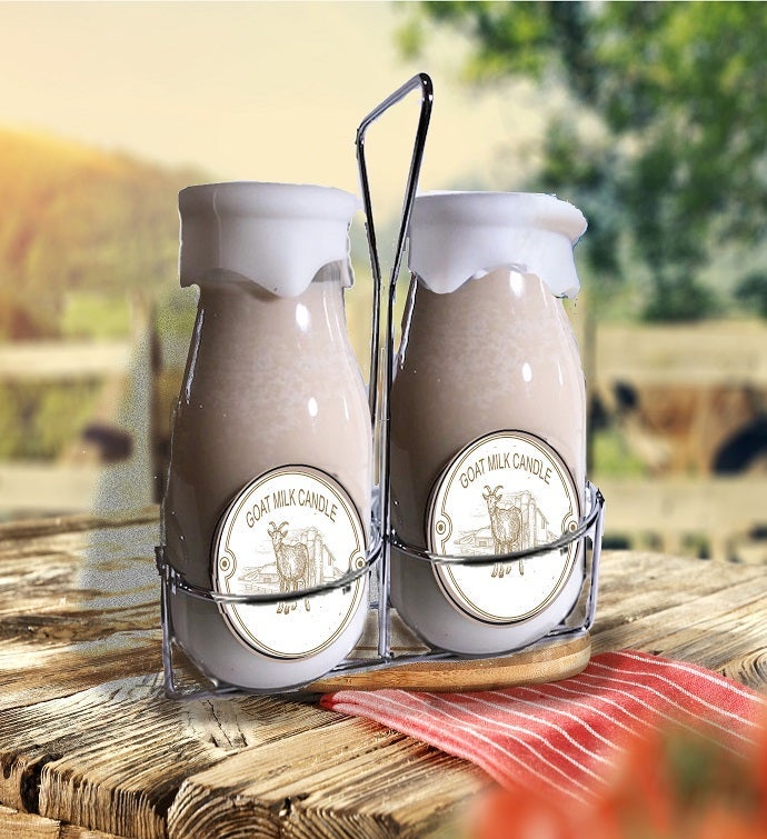 Milk Bottle Candles With Holder spa Gift Pampering Goat's Milk Gift