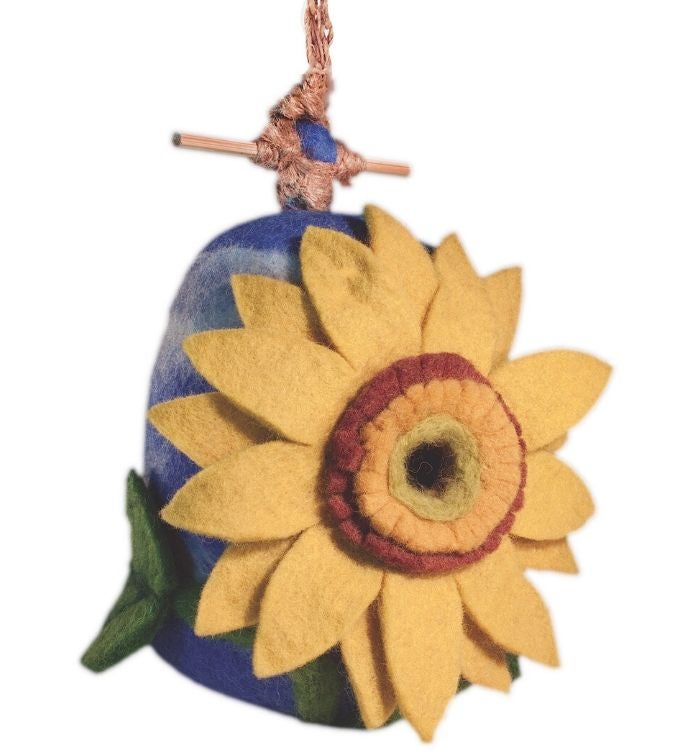 Handmade Wild Woolies Felt Sunflower Birdhouse