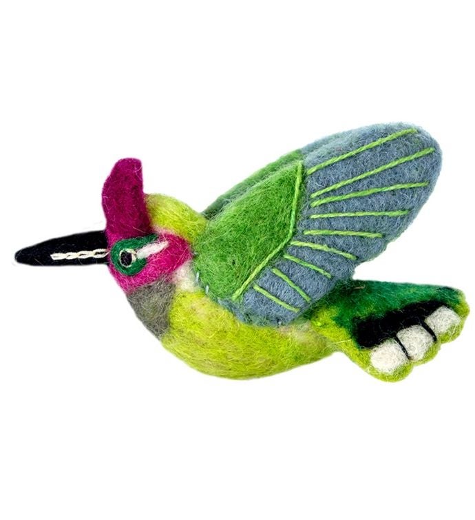 Handmade Felt Anna's Hummingbird Garden Decor