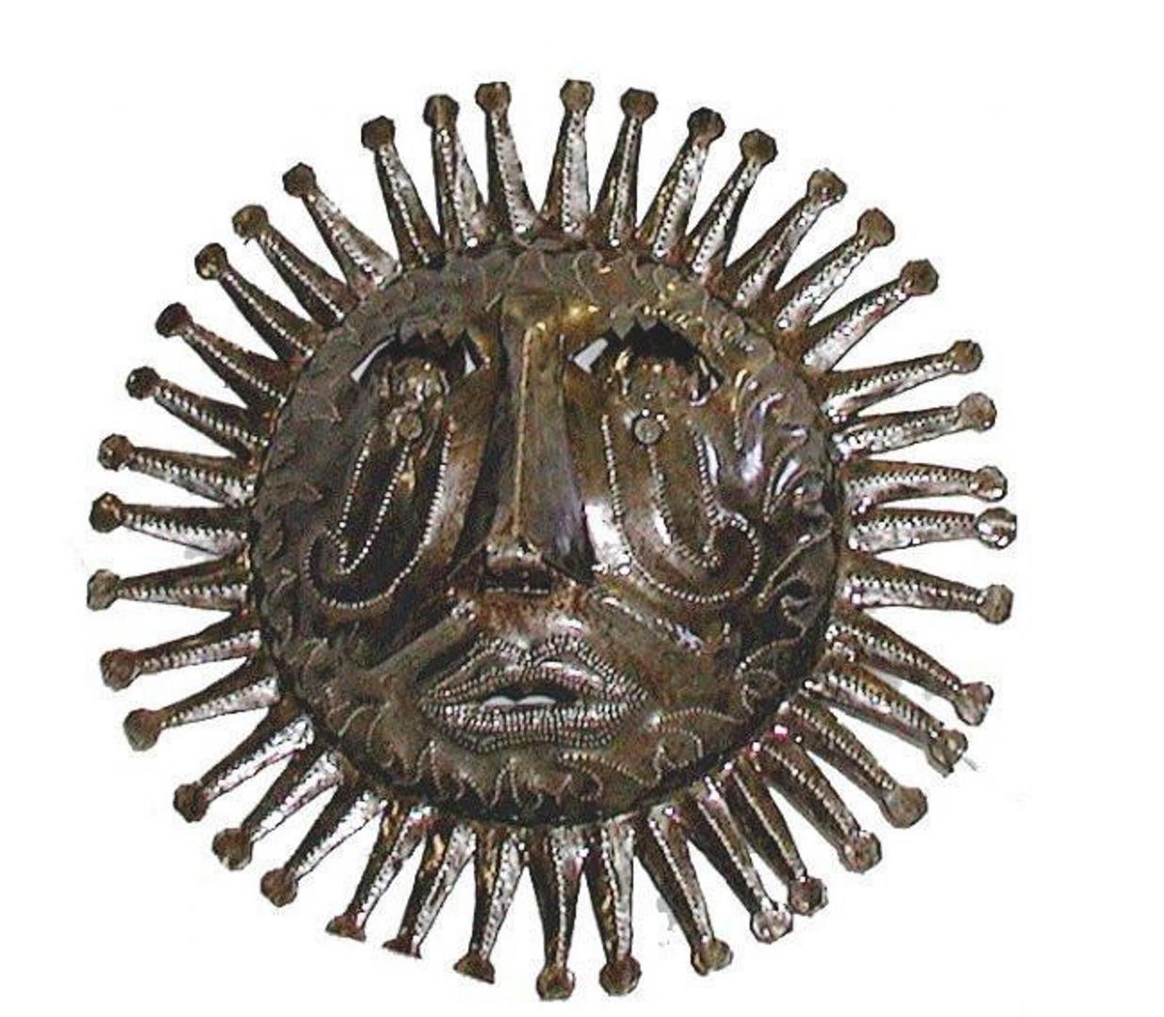 Recycled Steel 10" Aztec Sun Metal Wall Decor