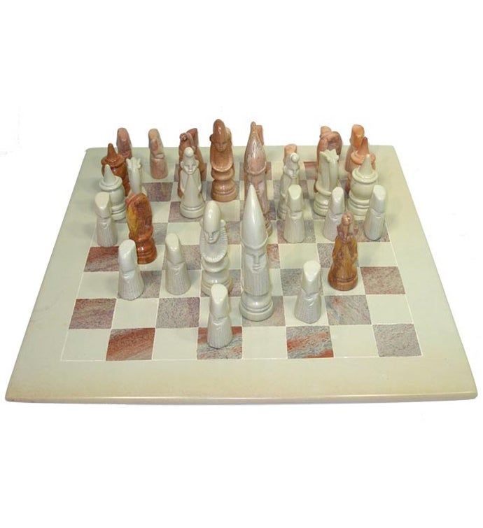 Hand-Carved Soapstone Chess Set
