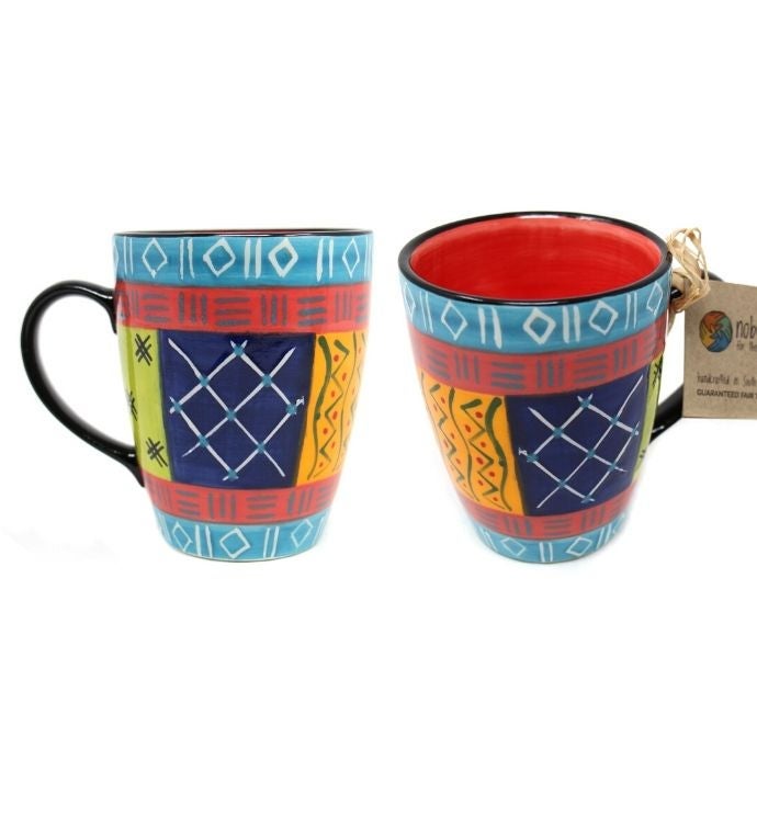 Hand painted African Mugs, Set Of 2