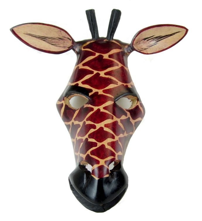 Hand carved African Giraffe Mask Wall Hanging Decor