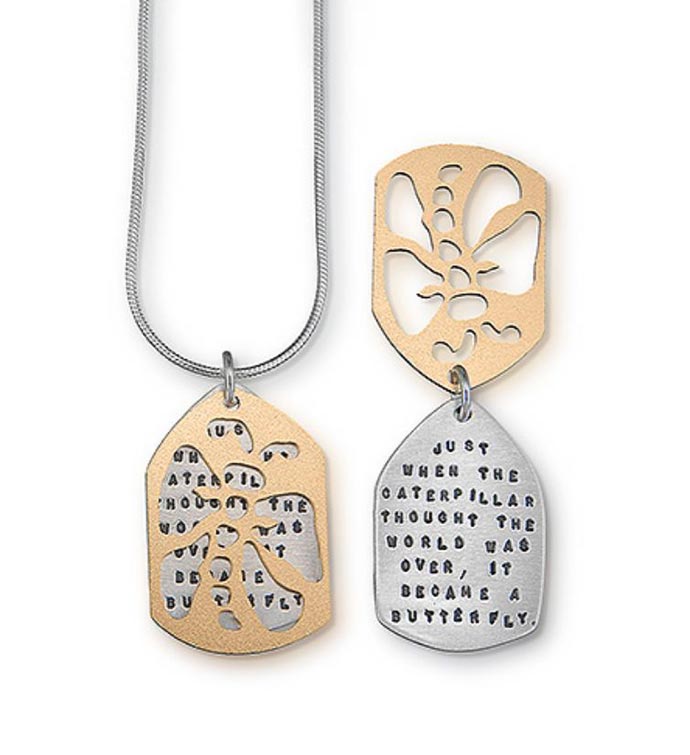 Quote With Butterfly Charm Necklace
