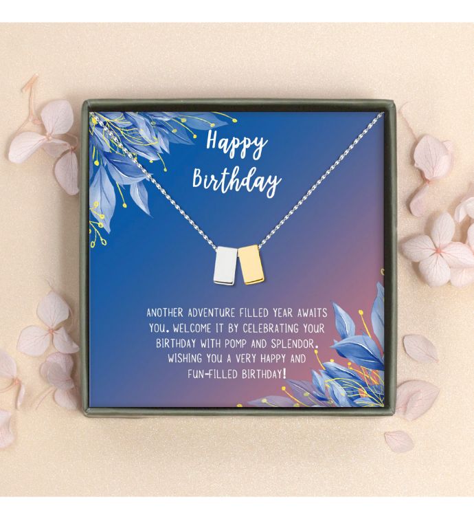 Cube Necklace With Happy Birthday Card And Gift Box