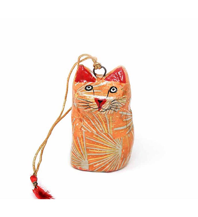 Handpainted Papier-mâché Cat Ornaments (Set of 2)