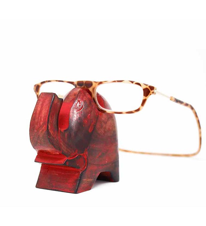 Wooden Elephant Eyeglass Stand