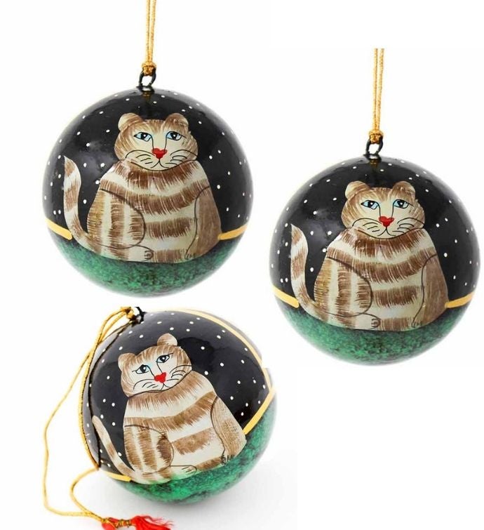 Handpainted Ornament Fat Cat