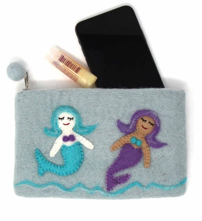 Handmade Mermaid Friends Felt Zipper Pouch