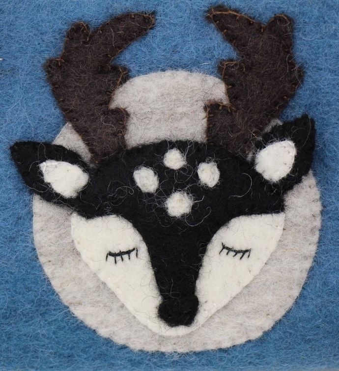 Handmade Starry Night Stag Felt Zipper Pouch