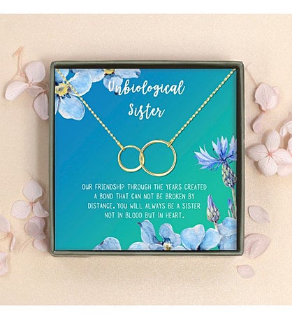 Unbiological Sister Infinity Rings And Card Gift Box