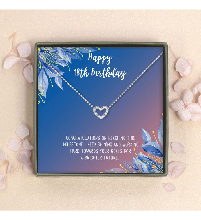 Happy 18th Birthday Heart Pendant Necklace Gift Box