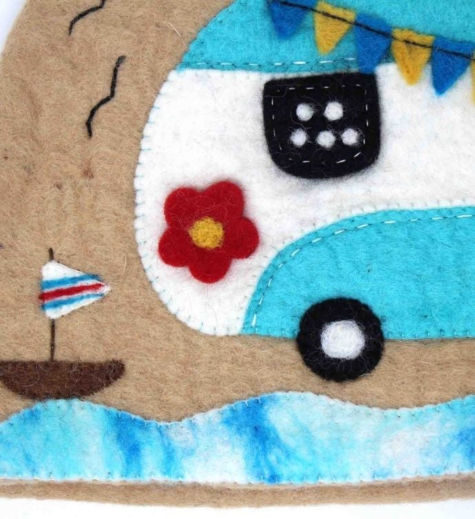 Handmade Felt Happy Camper Van Tea Cozy