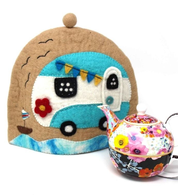 Handmade Felt Happy Camper Van Tea Cozy