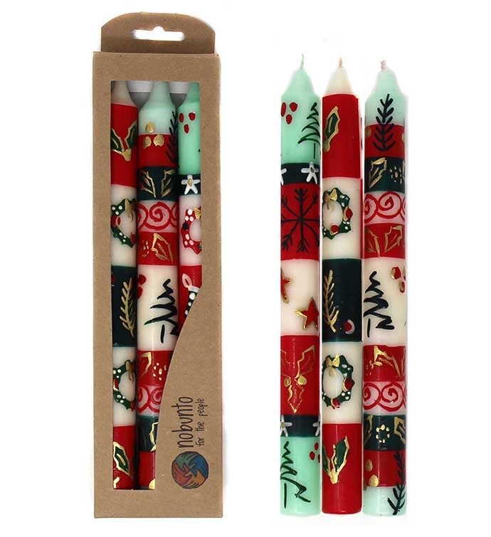 Hand painted Christmas Candles