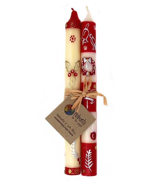 Hand-Painted Christmas Dinner Candle Set