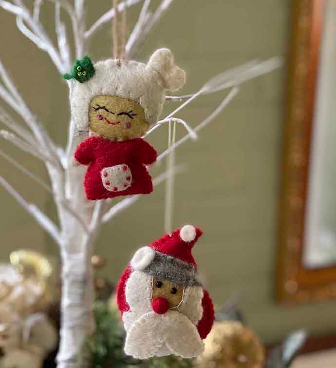 Handmade Santa Claus & Mrs. Claus Felt Ornament