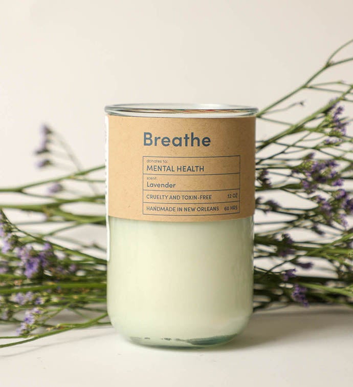 Breathe - Lavender Scent Candle, Gives To Mental Health