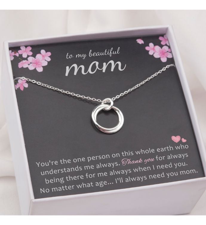 To My Beautiful Mom Card And Sterling Silver Necklace