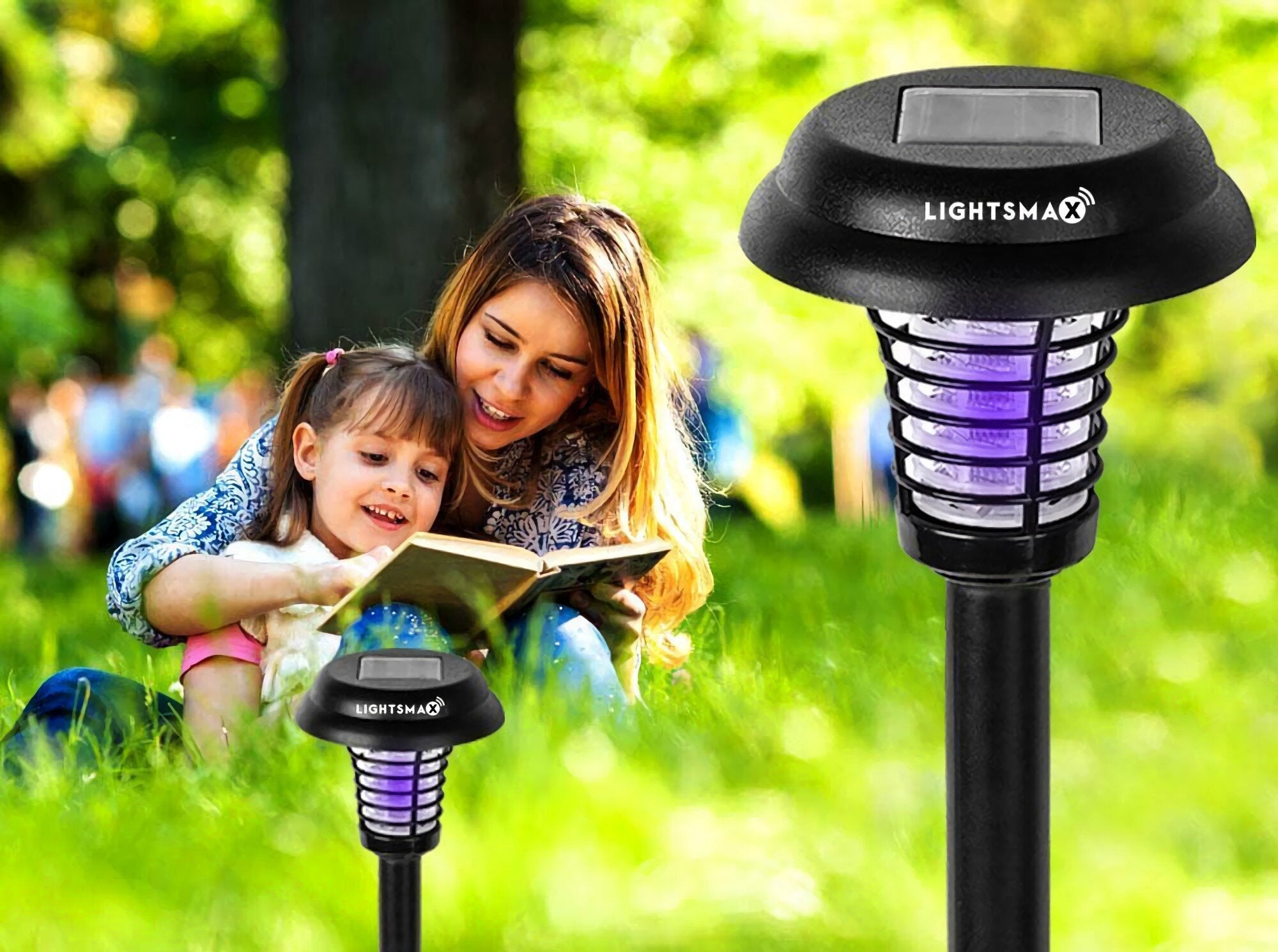 Solar Powered Led Light, Mosquito And Insect Bug Zapper-led/uv Radiation