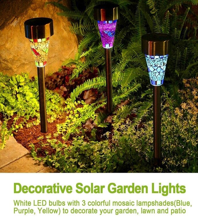 6 Stainless Steel Mosaic Solar Powered Integrated Led Pathway Light