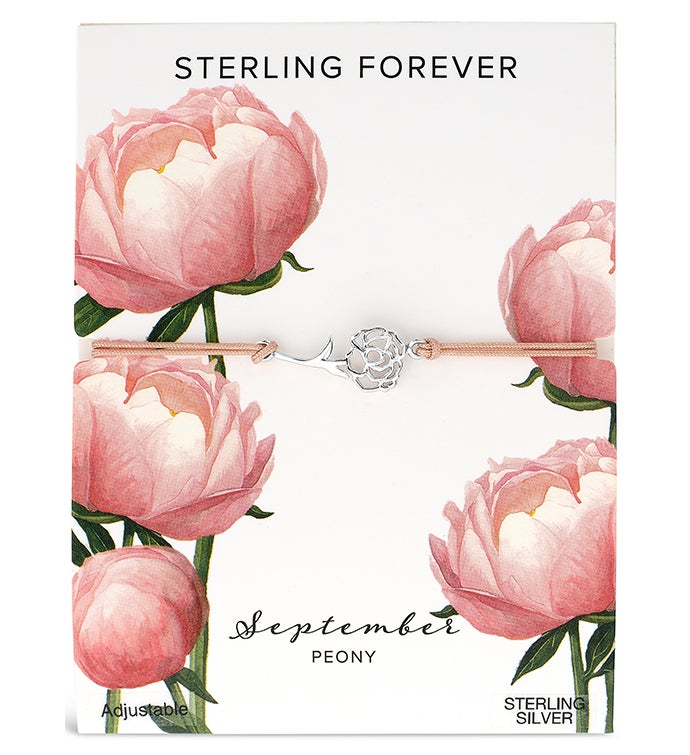 Sterling Silver Birth Flower Bolo Bracelet