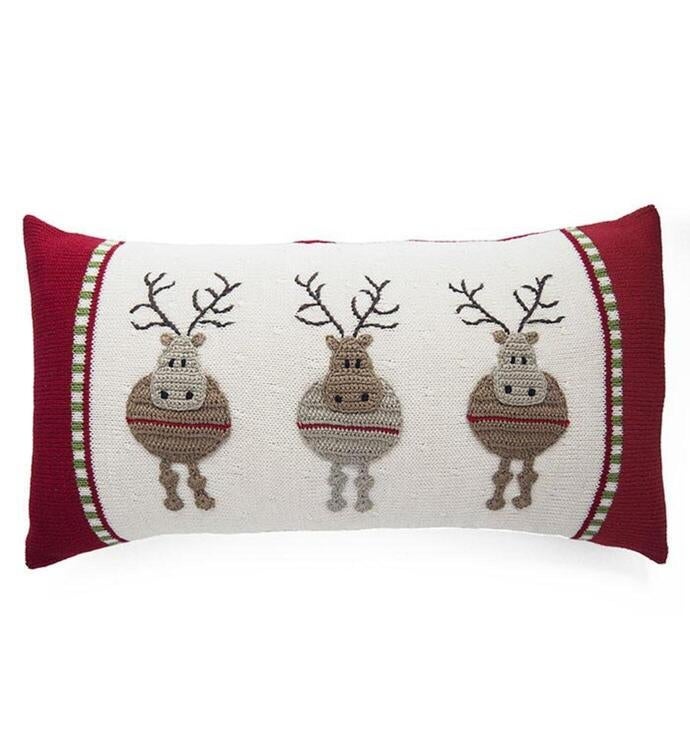 Round Reindeer Lumbar Pillow