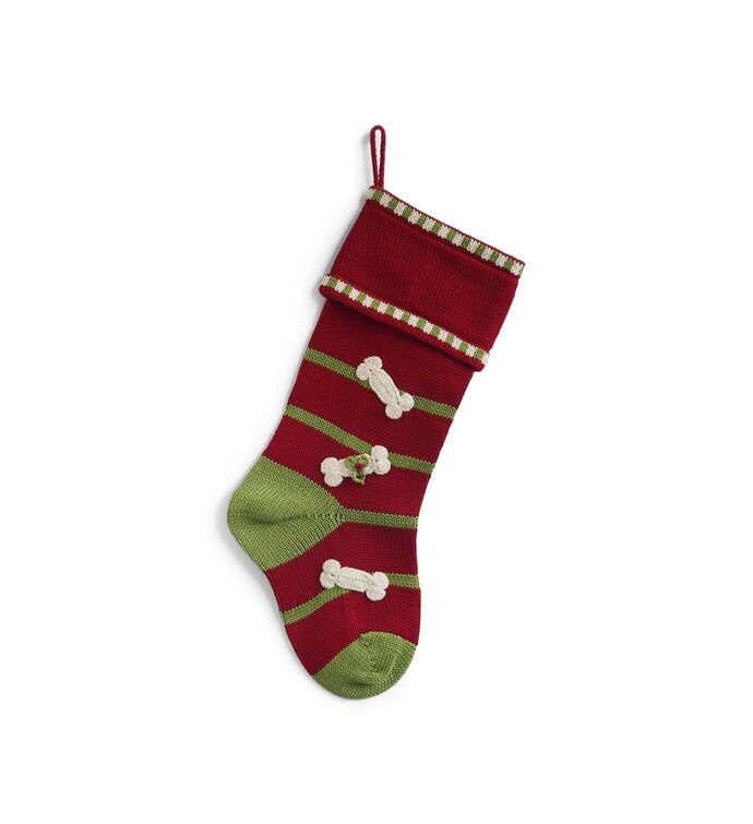 Dog Bone Stocking, Red