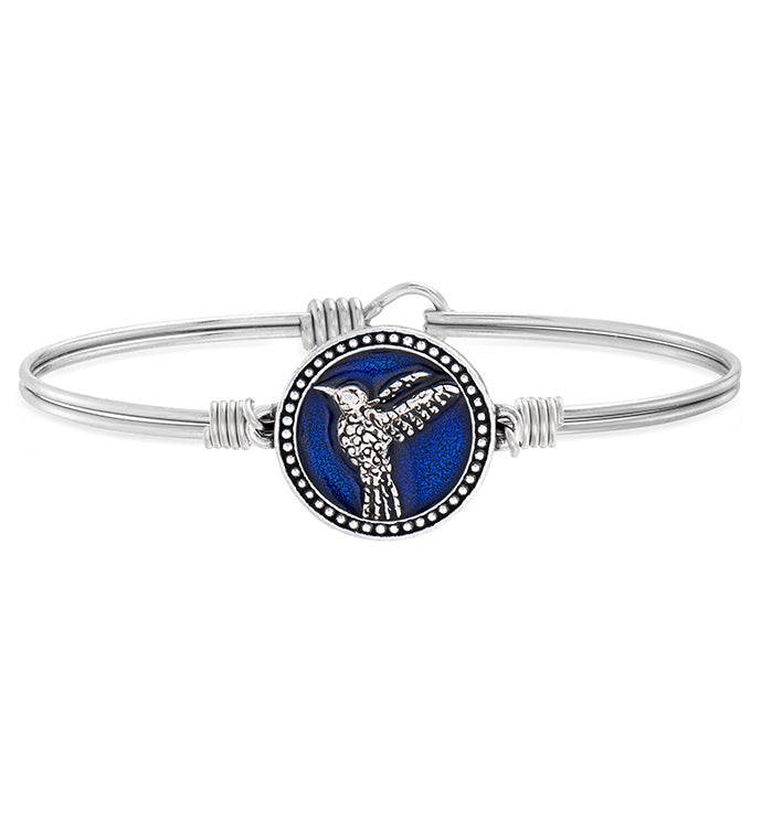 Hummingbird Bangle Bracelet In Dark Blue