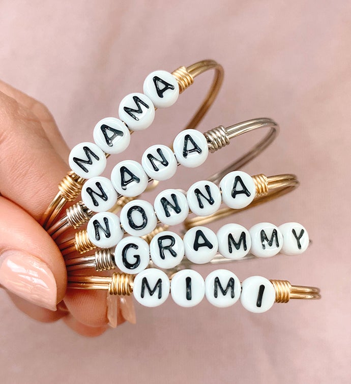 Grammy Letter Bead Bangle Bracelet