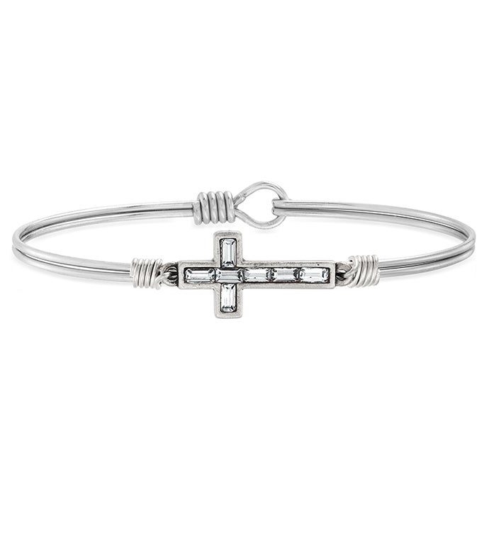 Crystal Baguette Cross Bangle Bracelet