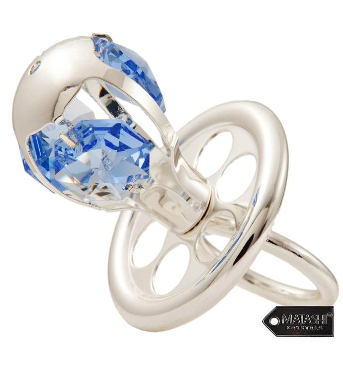 Silver Plated Pacifier With Crystals Ornament By Matashi
