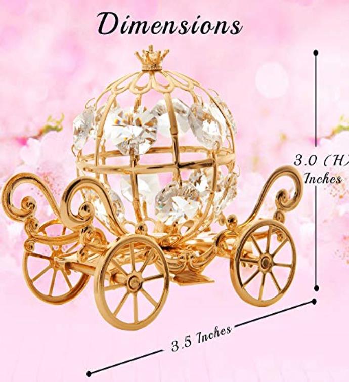 Matashi 24k Gold Plated Crystal Studded Cinderella Pumpkin Coach Ornament