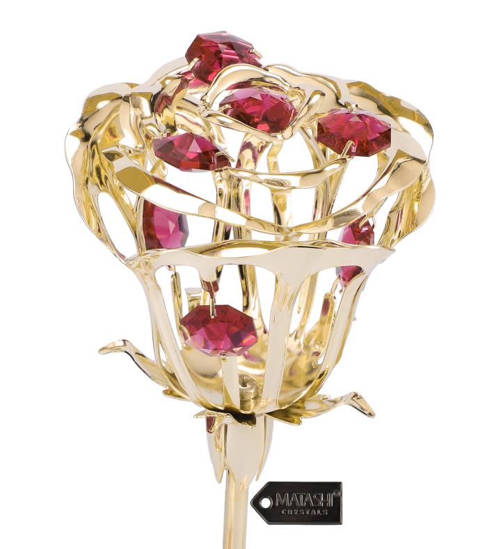  Matashi 24k Gold Plated Rose Flower With Crystal