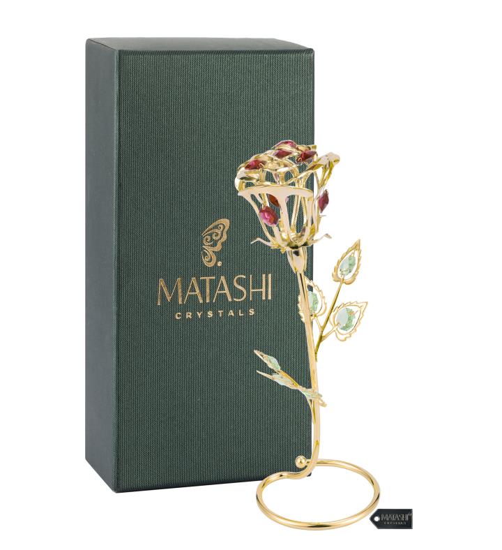  Matashi 24k Gold Plated Rose Flower With Crystal