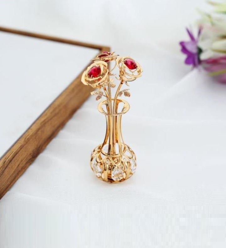 Gold Plated Flower Bouquet &amp; Vase