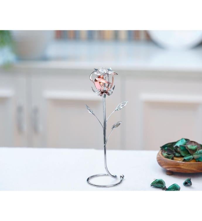 Chrome Plated Rose Flower Tabletop Ornament
