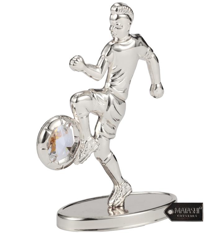 24k Gold Plated Soccer Football Player Figurine With Matashi Crystals