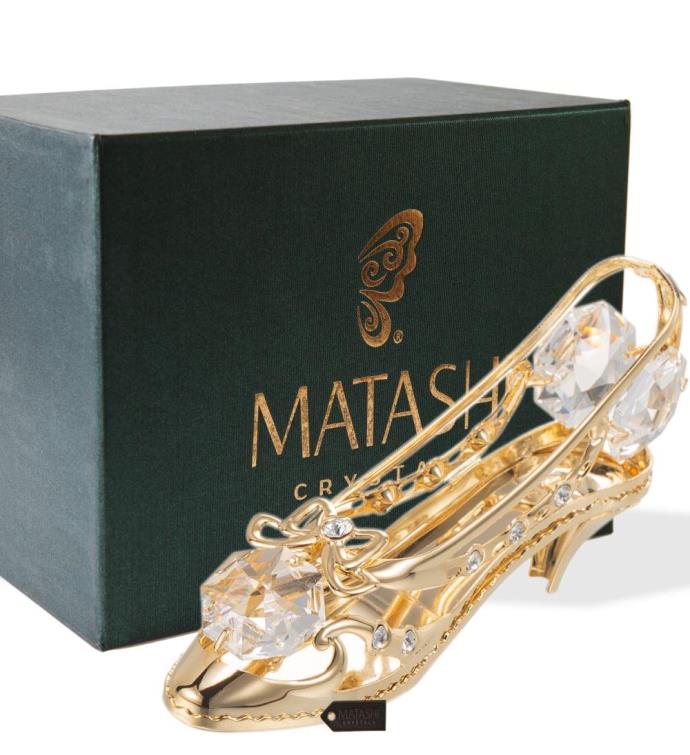 Matashi 24k Gold Plated Crystal Studded Lady Shoe Ornament Home Decor