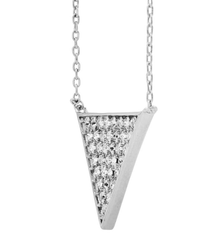 Matashi Triangle Delta Pendant Necklace With Crystals