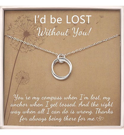 I'd Be Lost Without You! Card And Sterling Silver Necklace Jewelry Gift Set