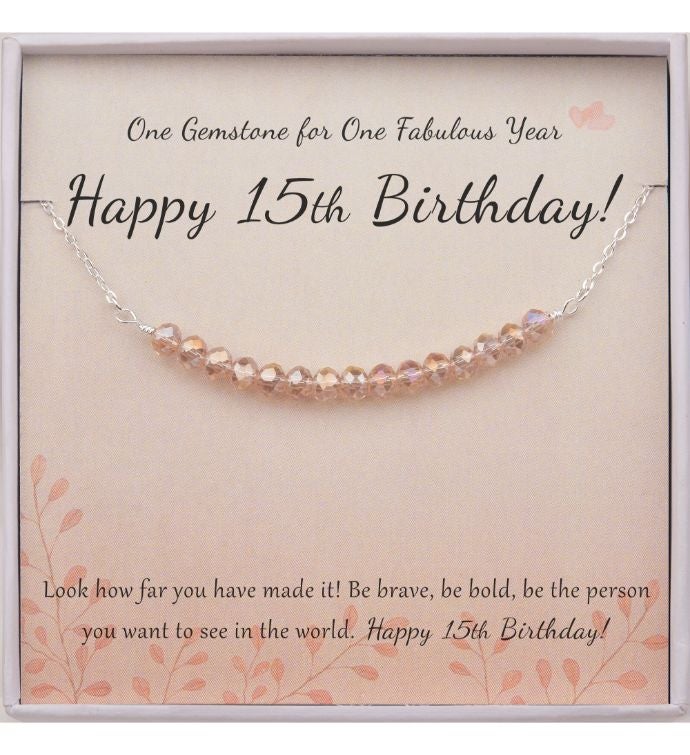 Happy 15th Birthday Card And Sterling Silver Necklace Jewelry Gift Set