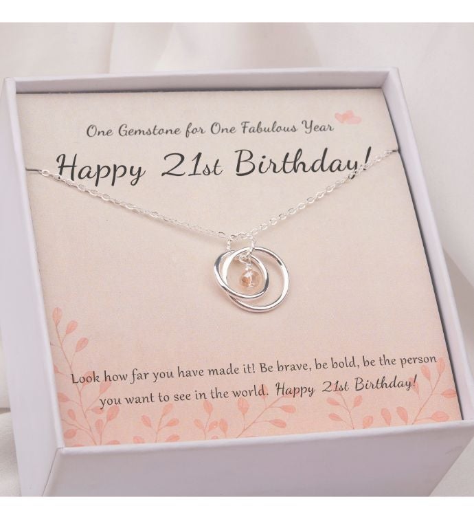 Happy 20th Birthday Card And Sterling Silver Necklace Jewelry Gift Set