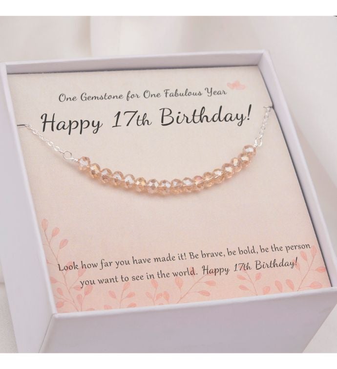 Happy 17th Birthday Card And Sterling Silver Necklace Jewelry Gift Set