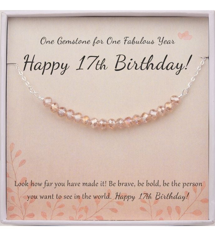 Happy 17th Birthday Card And Sterling Silver Necklace Jewelry Gift Set