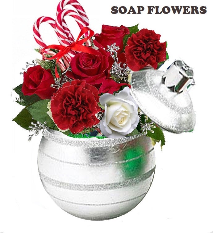 Christmas Ornament Soap Flower Centerpiece