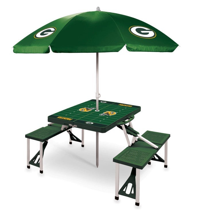NFL Picnic Table Portable Folding With Seats & Umbrella