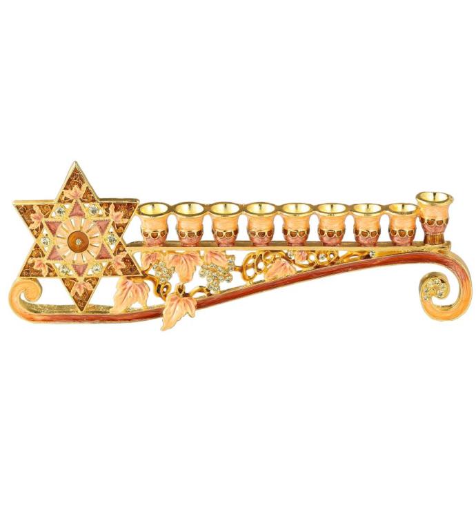 Matashi 9.25" Long Hand Painted Enamel Menorah Candelabra