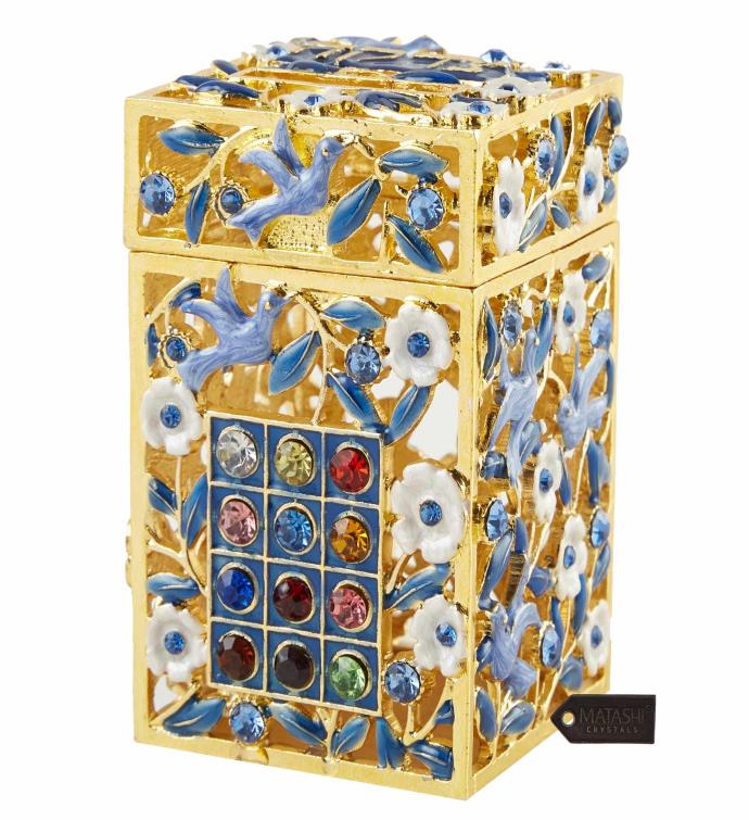 Matashi Hand painted Tzedakah Charity Box Keepsake Treasure Box