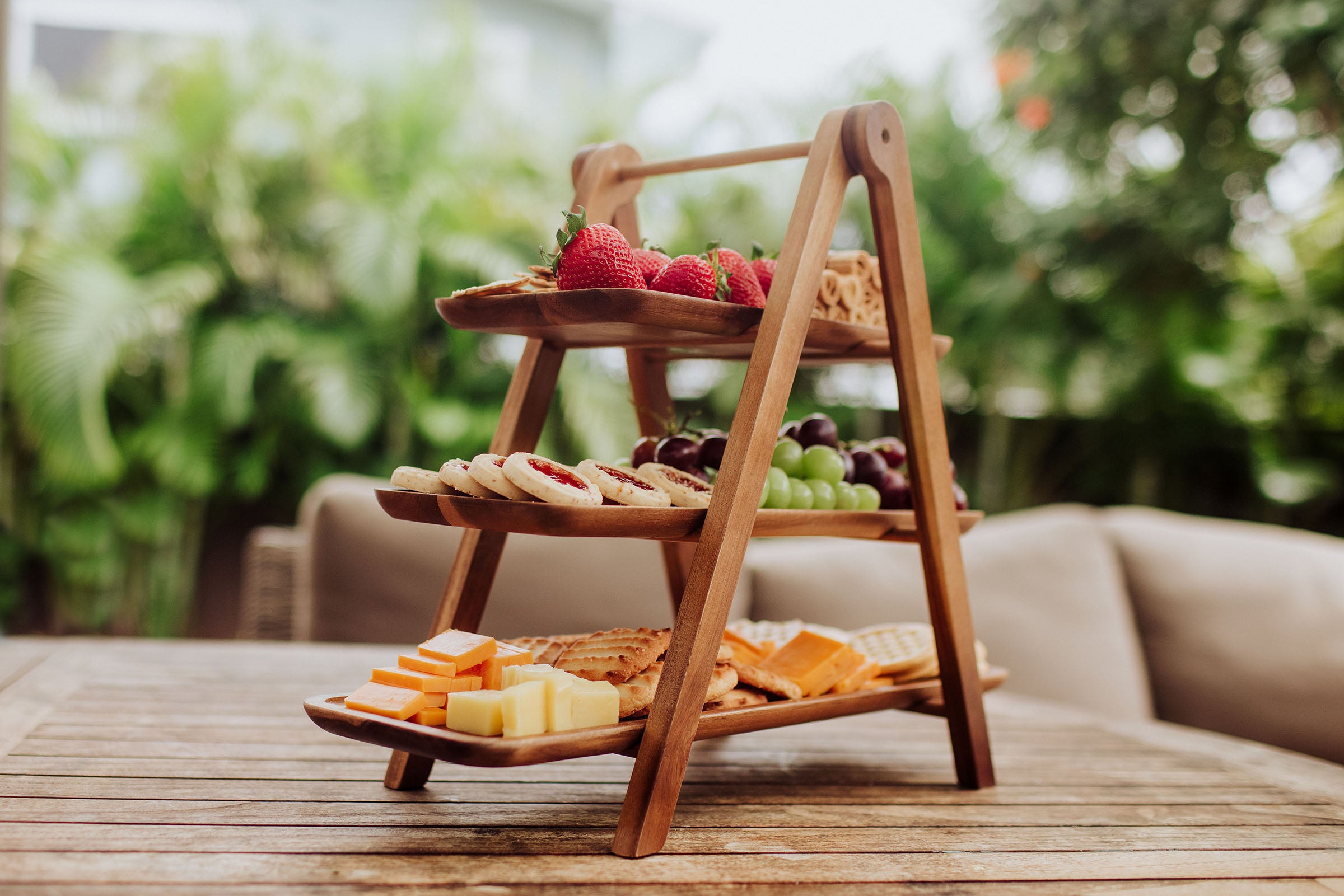 Serving Ladder - 3 Tiered Serving Station, acacia Wood